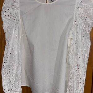 Worthington White Eyelet Sleeve Blouse